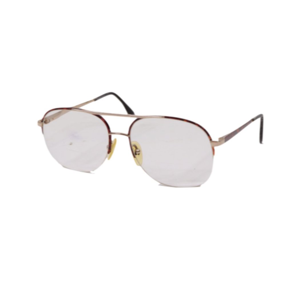 Vintage 80s Streetwear Tortoise Shell Half Rim Aviator Dad Glasses Eyewear RX